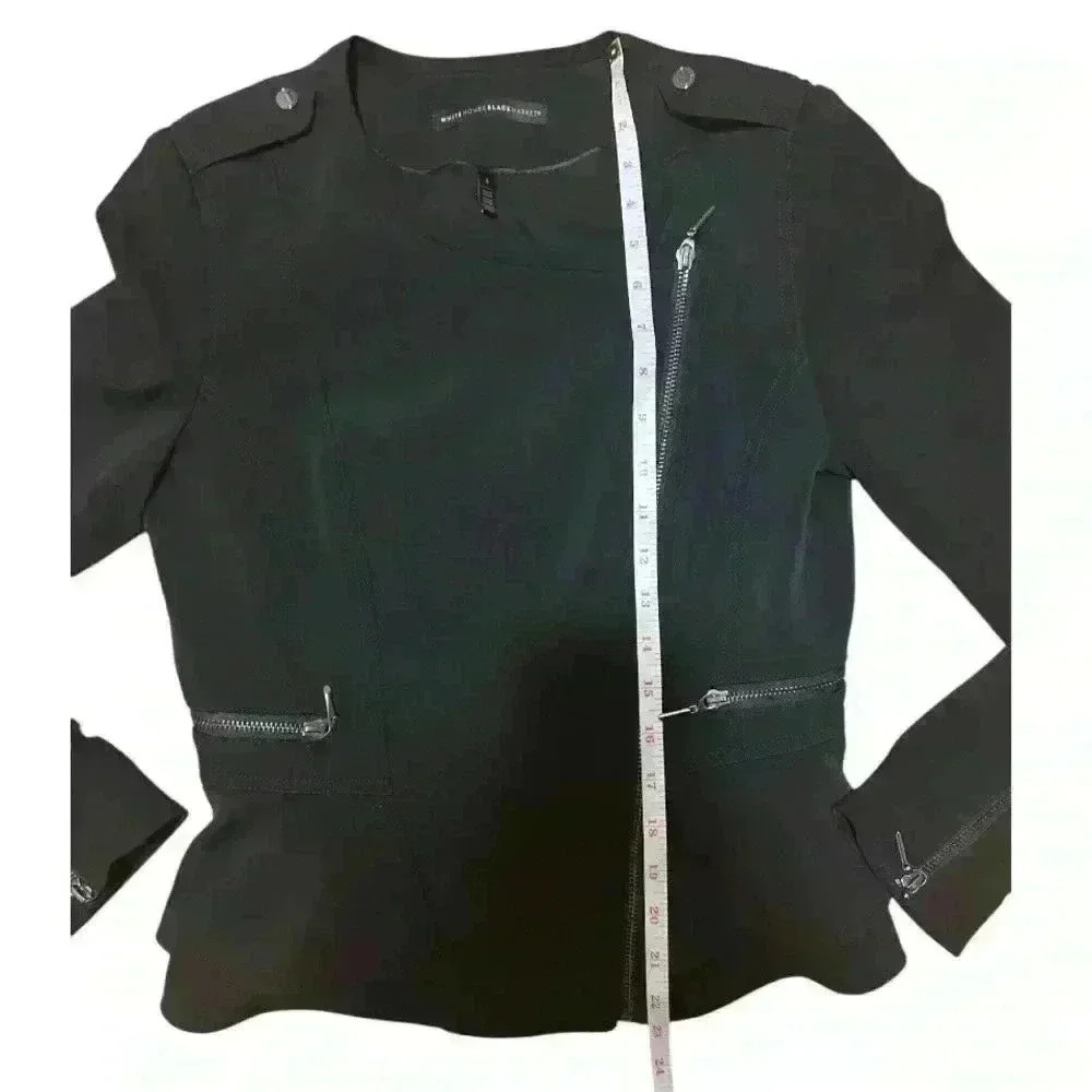 White House Black Market Black Peplum Moto Jacket Size 4 - Picture 11 of 16